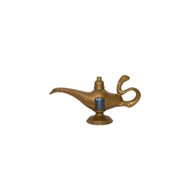 Lampada Mágica Dourada Em Resina Gênio Aladdin Decoração - Empório