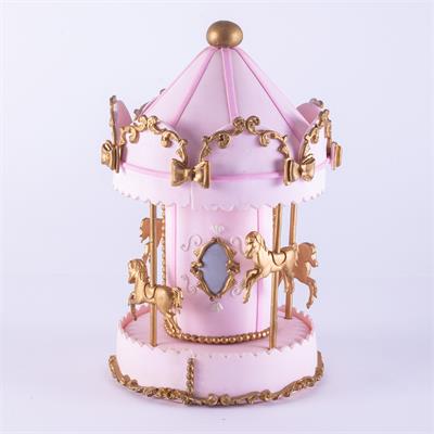 LUOZZY 40 peças de topos de bolo de carrossel, carrossel dourado, topos de  bolo ou cupcake com laço rosa para lembrancinhas de festa (azul celeste)